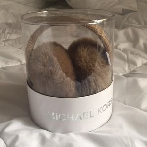 Michael Kors gold studded faux fur ear muffs